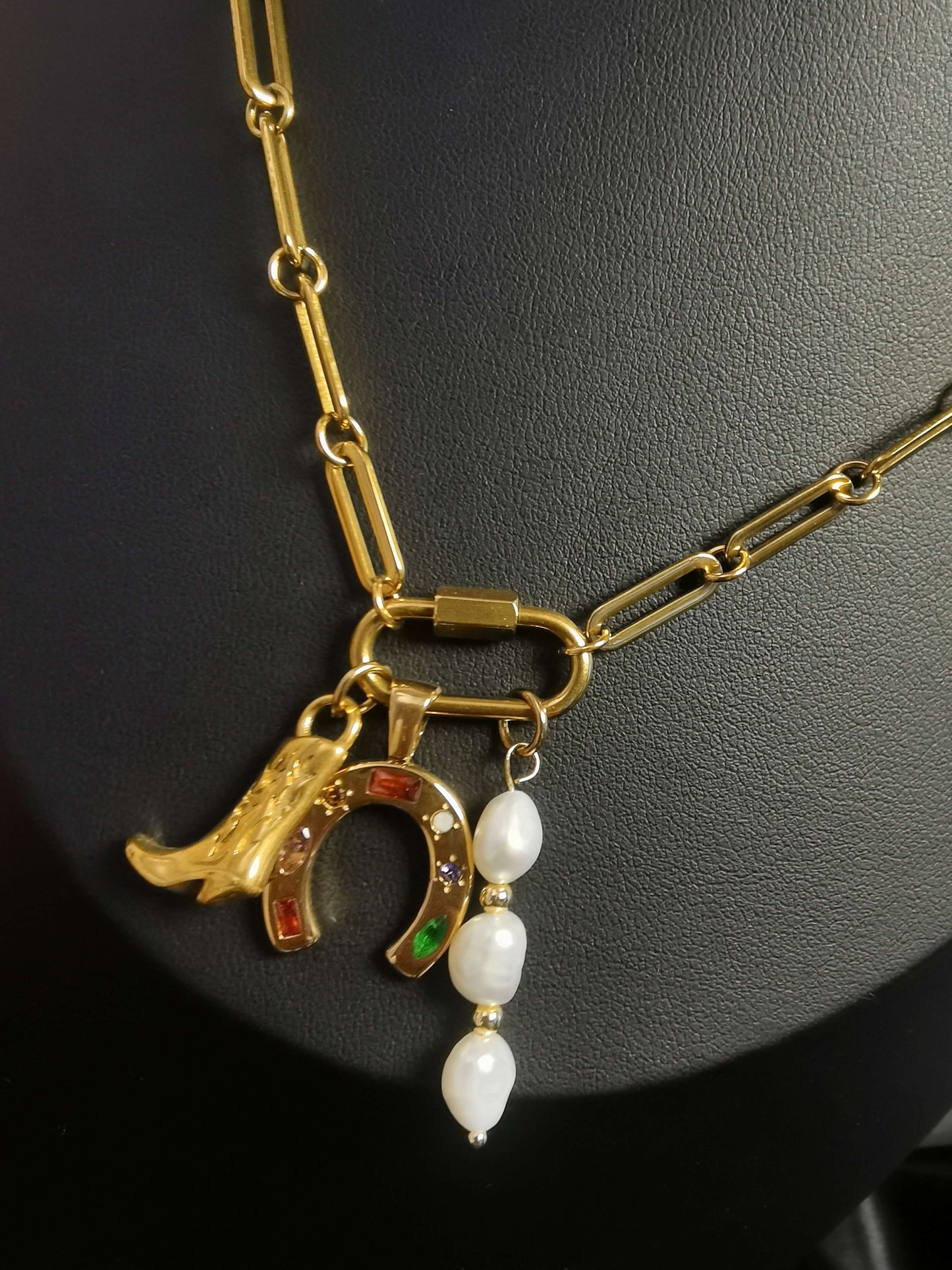 Cowboy Life Necklace 18k gold-plated Titanium Steel Clip chain Trendy Jewelry 2025 GMJN34