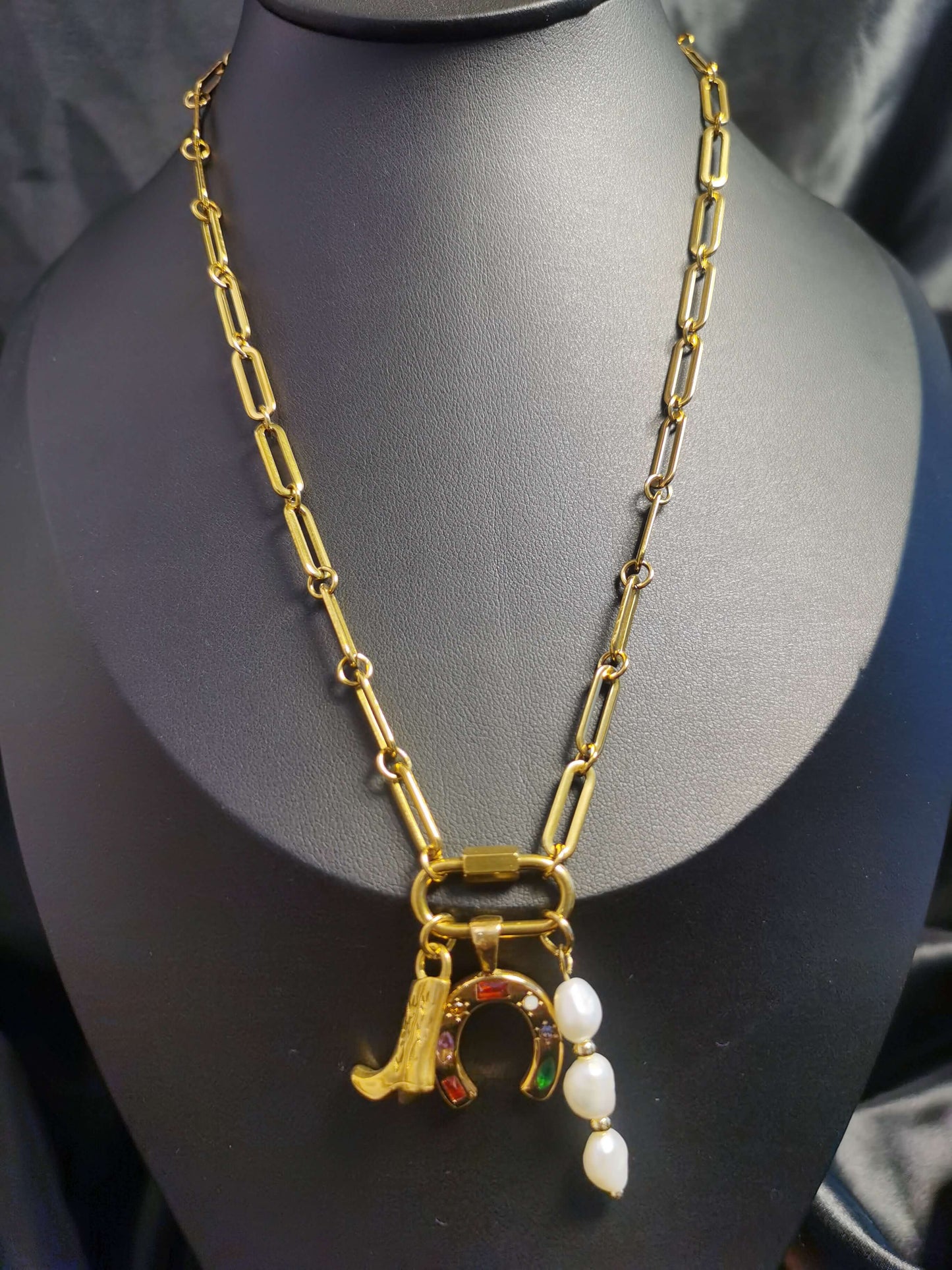 Cowboy Life Necklace 18k gold-plated Titanium Steel Clip chain Trendy Jewelry 2025 GMJN34