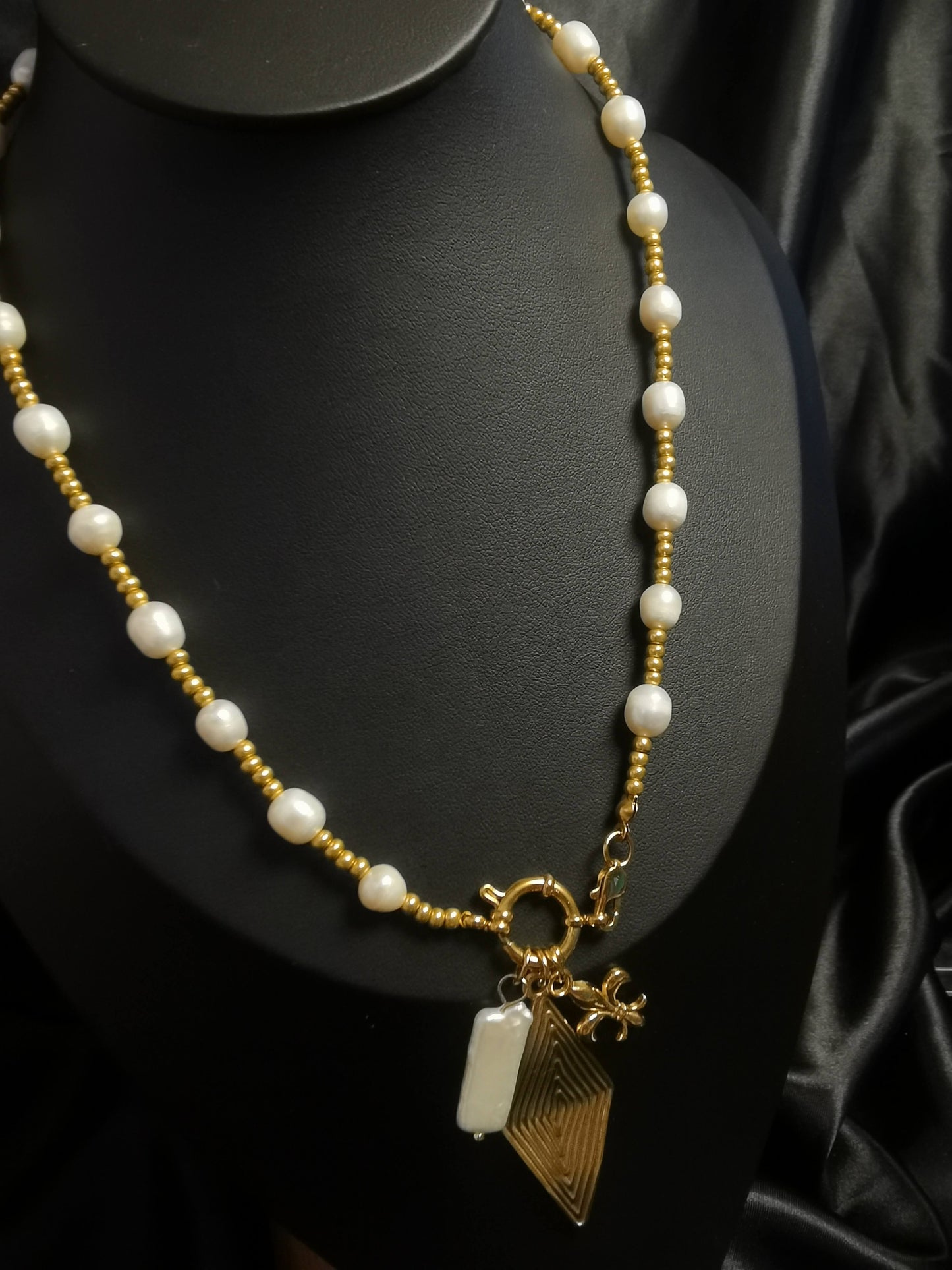 Freshwater Pearl Necklace 18k gold-plated Titanium Steel Zircon Pear chain Trendy Jewelry 2025 GMJN36