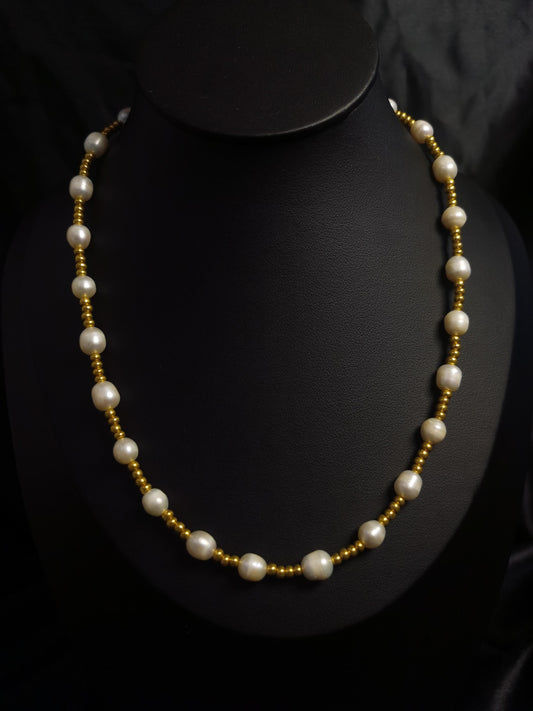 Freshwater Pearl Chain Necklace 18k gold-plated Titanium Steel Trendy Jewelry 2025 GMJBC18