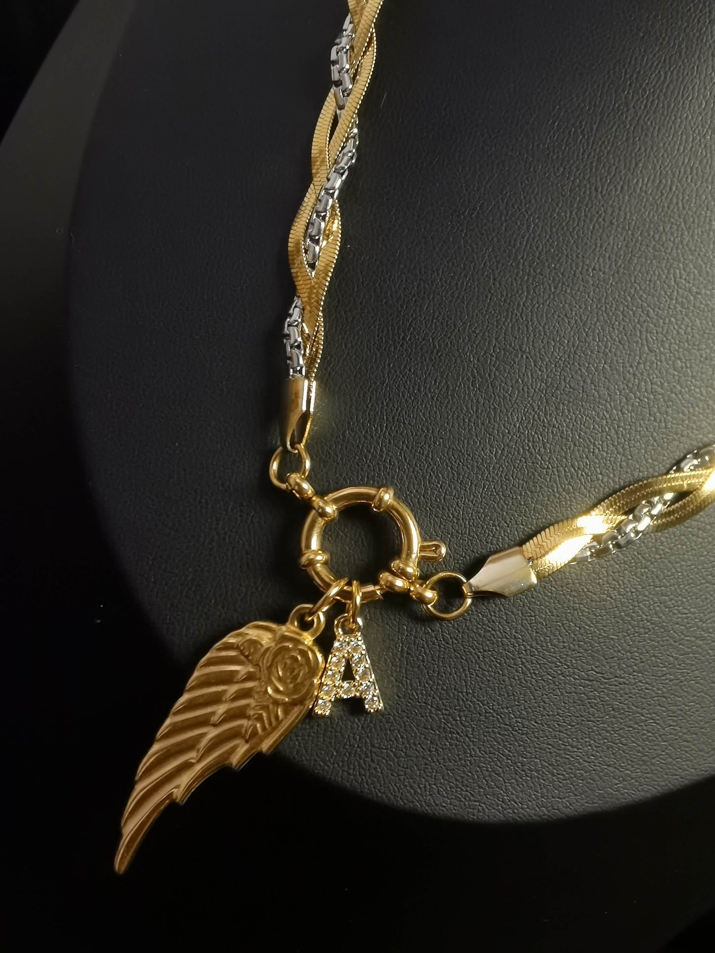 Name Initial Necklace 18k gold-plated Titanium Steel multiple chain Trendy Jewelry 2025 GMJN37