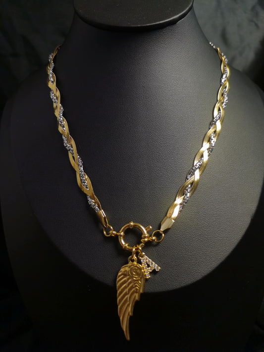 Name Initial Necklace 18k gold-plated Titanium Steel multiple chain Trendy Jewelry 2025 GMJN37