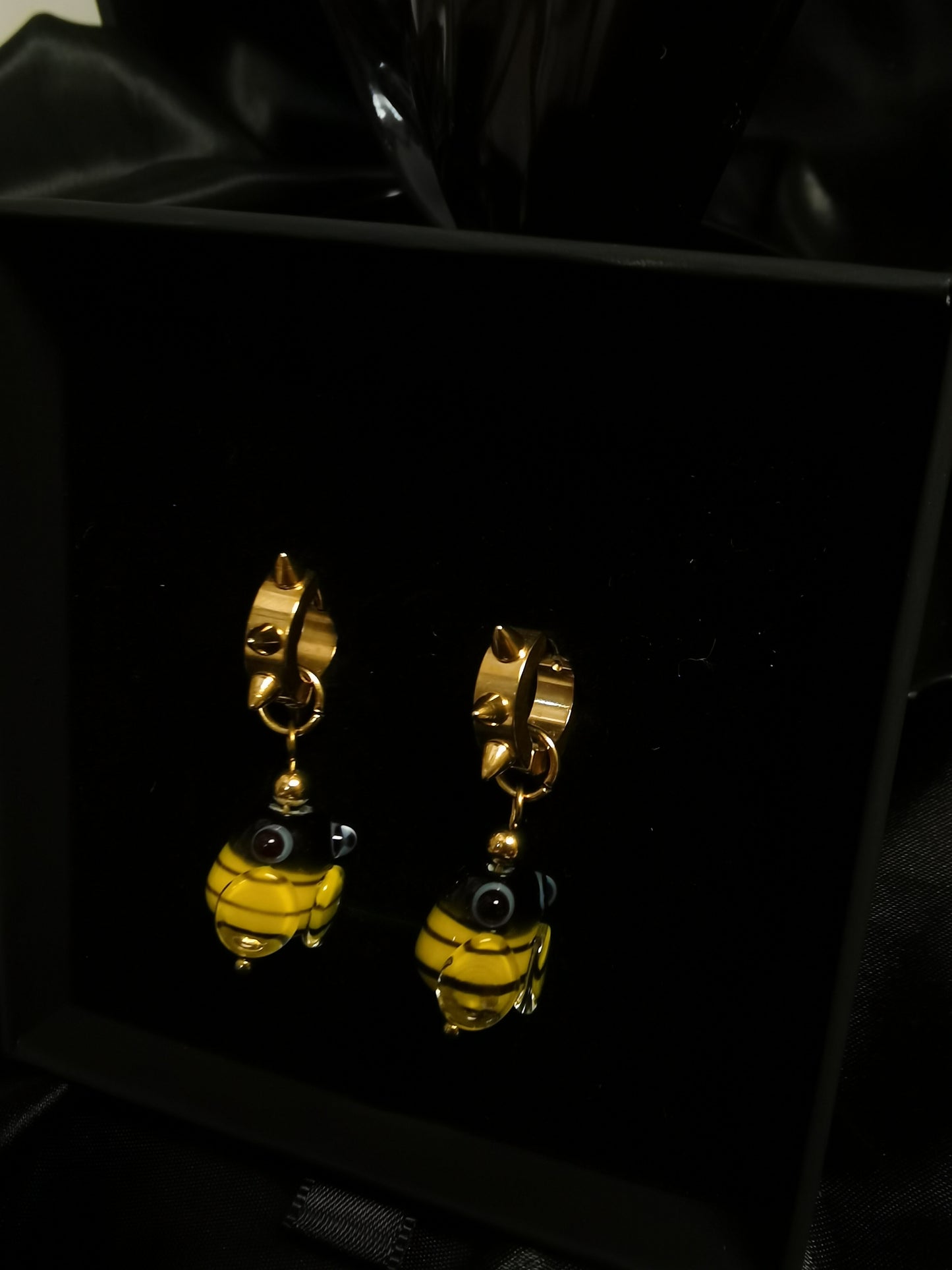 Hoop Earrings 18k gold-plated Titanium Steel Rivet glass GMJE50