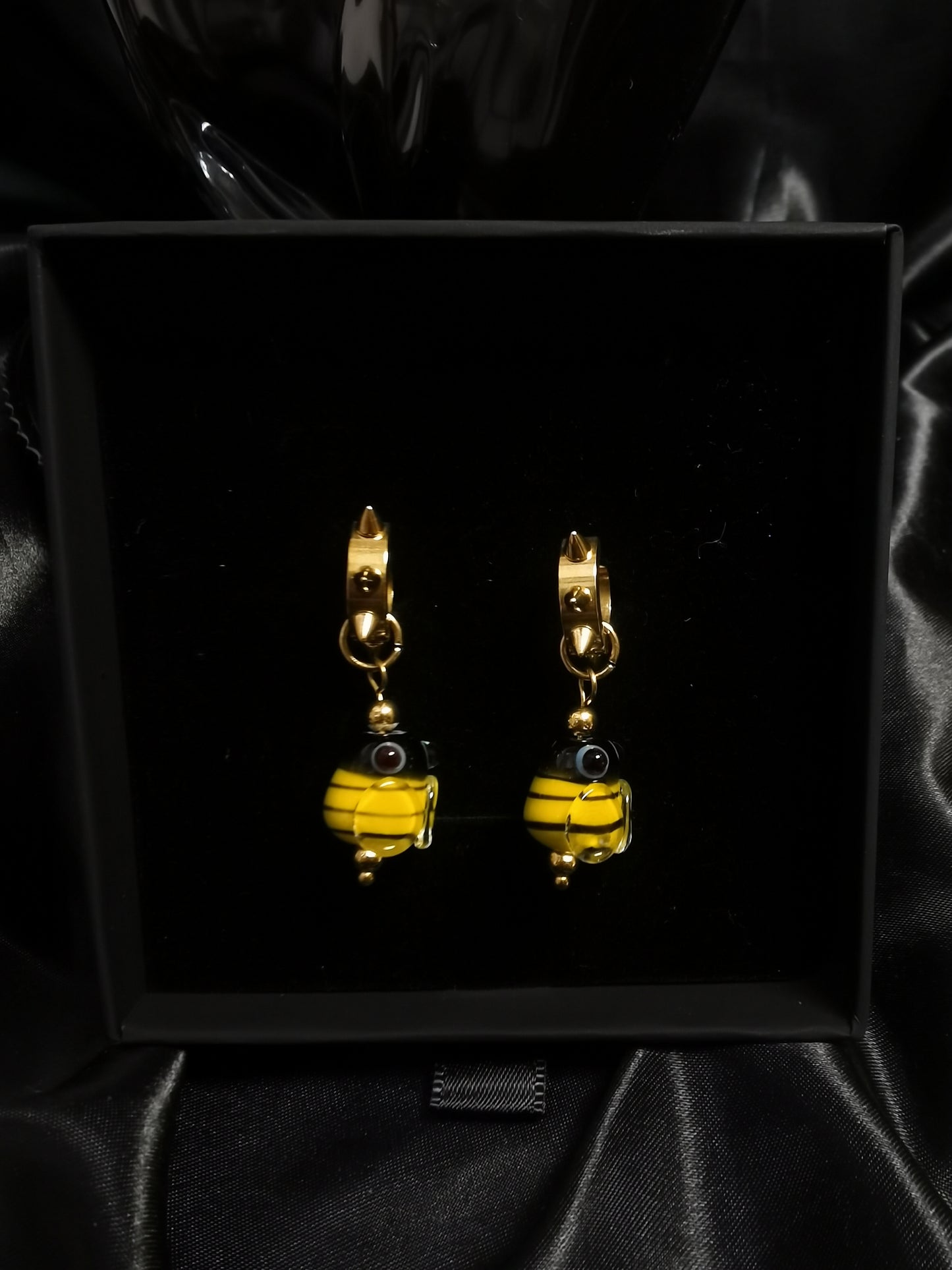 Hoop Earrings 18k gold-plated Titanium Steel Rivet glass GMJE50