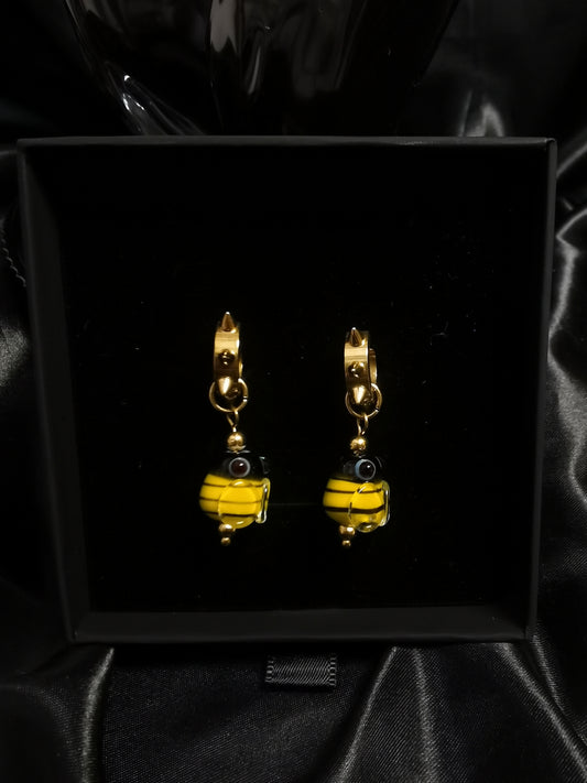 Hoop Earrings 18k gold-plated Titanium Steel Rivet glass GMJE50