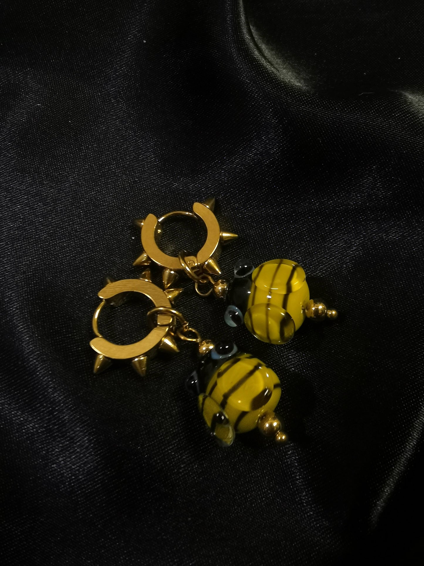 Hoop Earrings 18k gold-plated Titanium Steel Rivet glass GMJE50