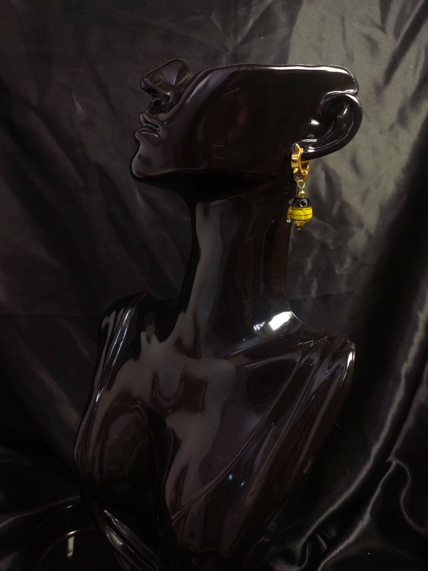 Hoop Earrings 18k gold-plated Titanium Steel Rivet glass GMJE50