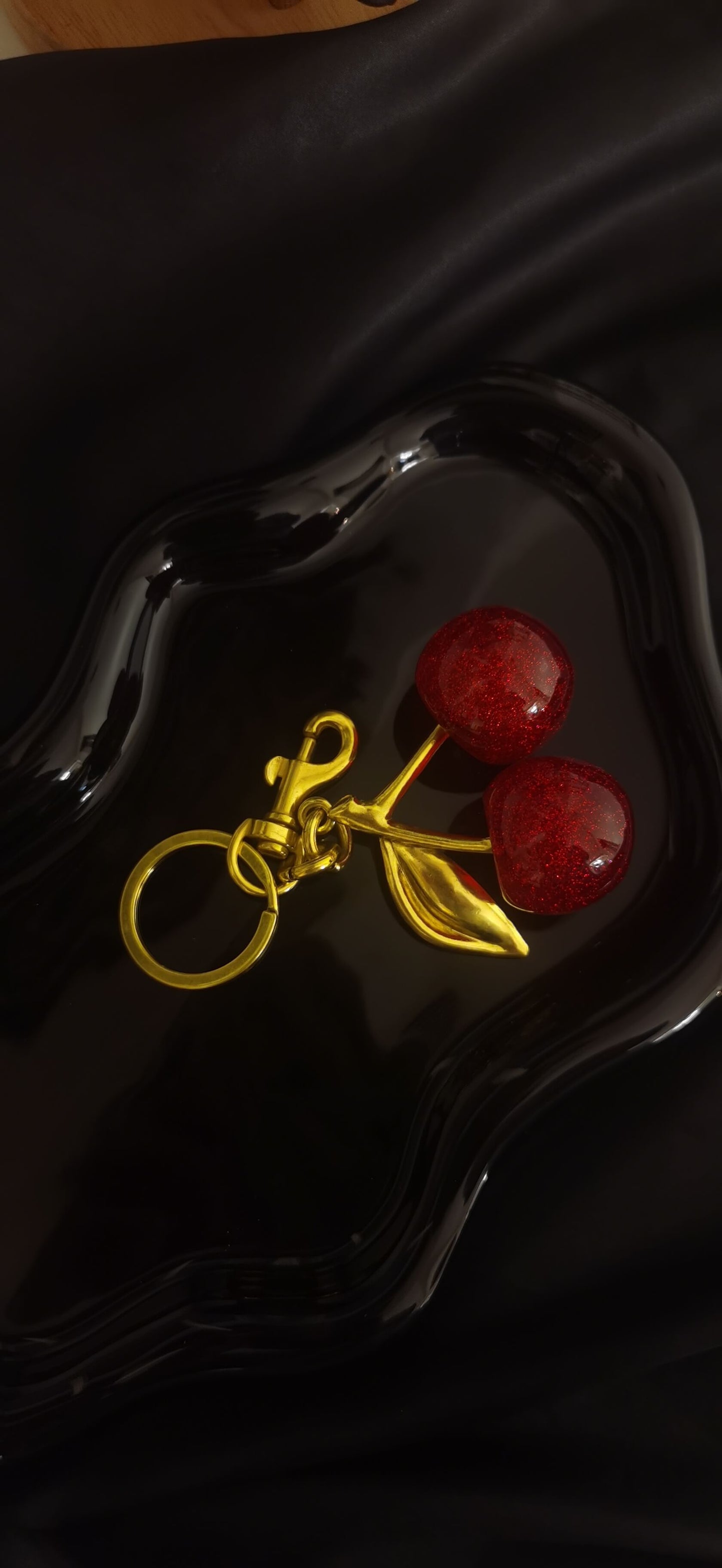 Cherry bag charm 18k gold-plated Titanium Steel  Trendy Jewelry 2025 GMA1