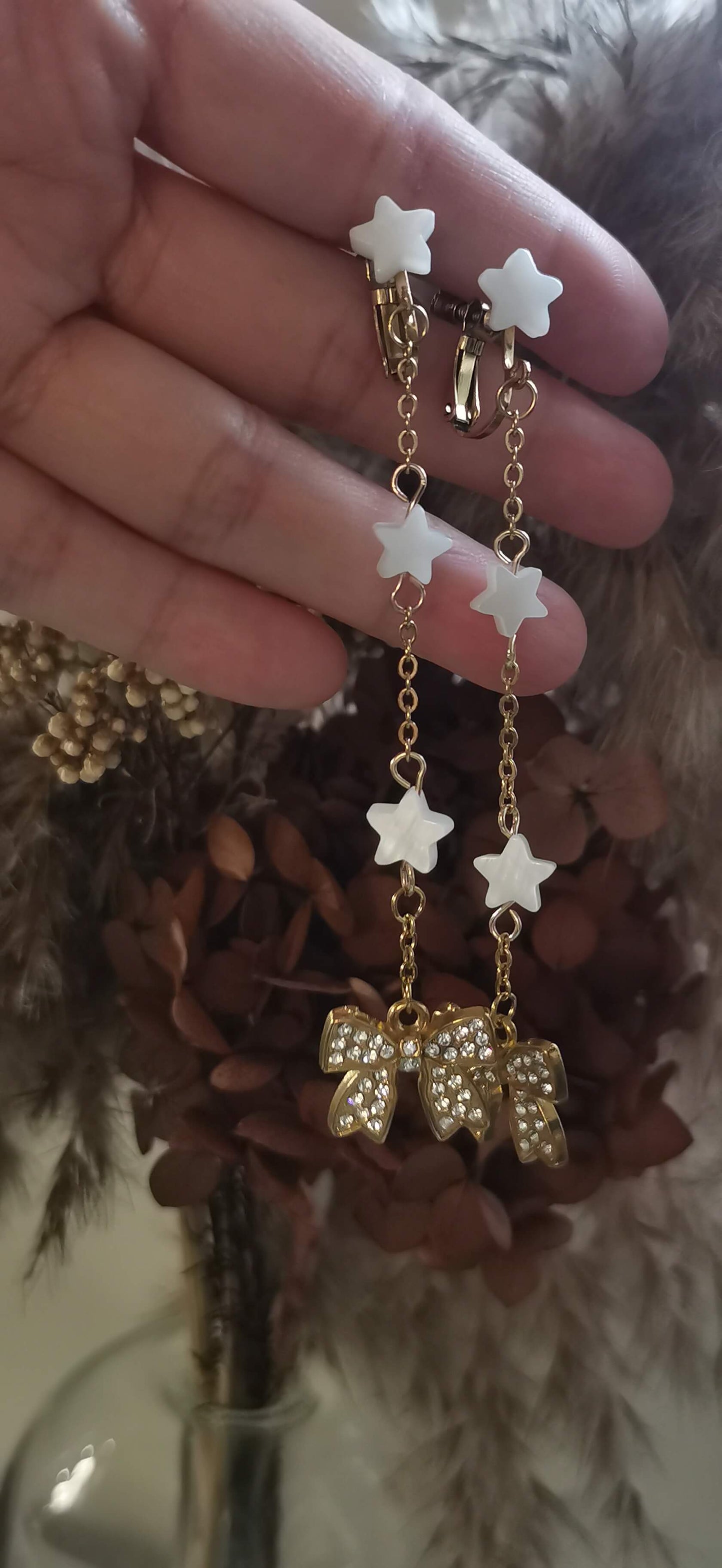 Ear Clip Earrings 18k gold-plated Titanium Steel Bow Knot GMJE53