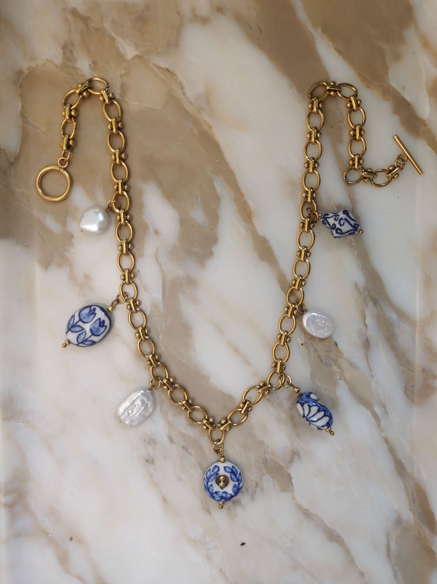 Charm Necklace 18k gold-plated Titanium Steel procelain Jewelry 2025 GMJN42