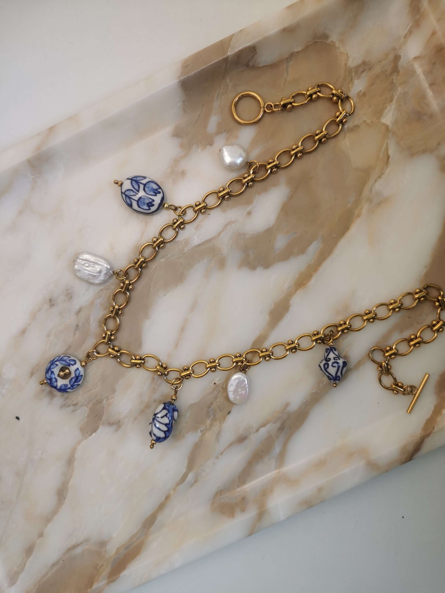 Charm Necklace 18k gold-plated Titanium Steel procelain Jewelry 2025 GMJN42