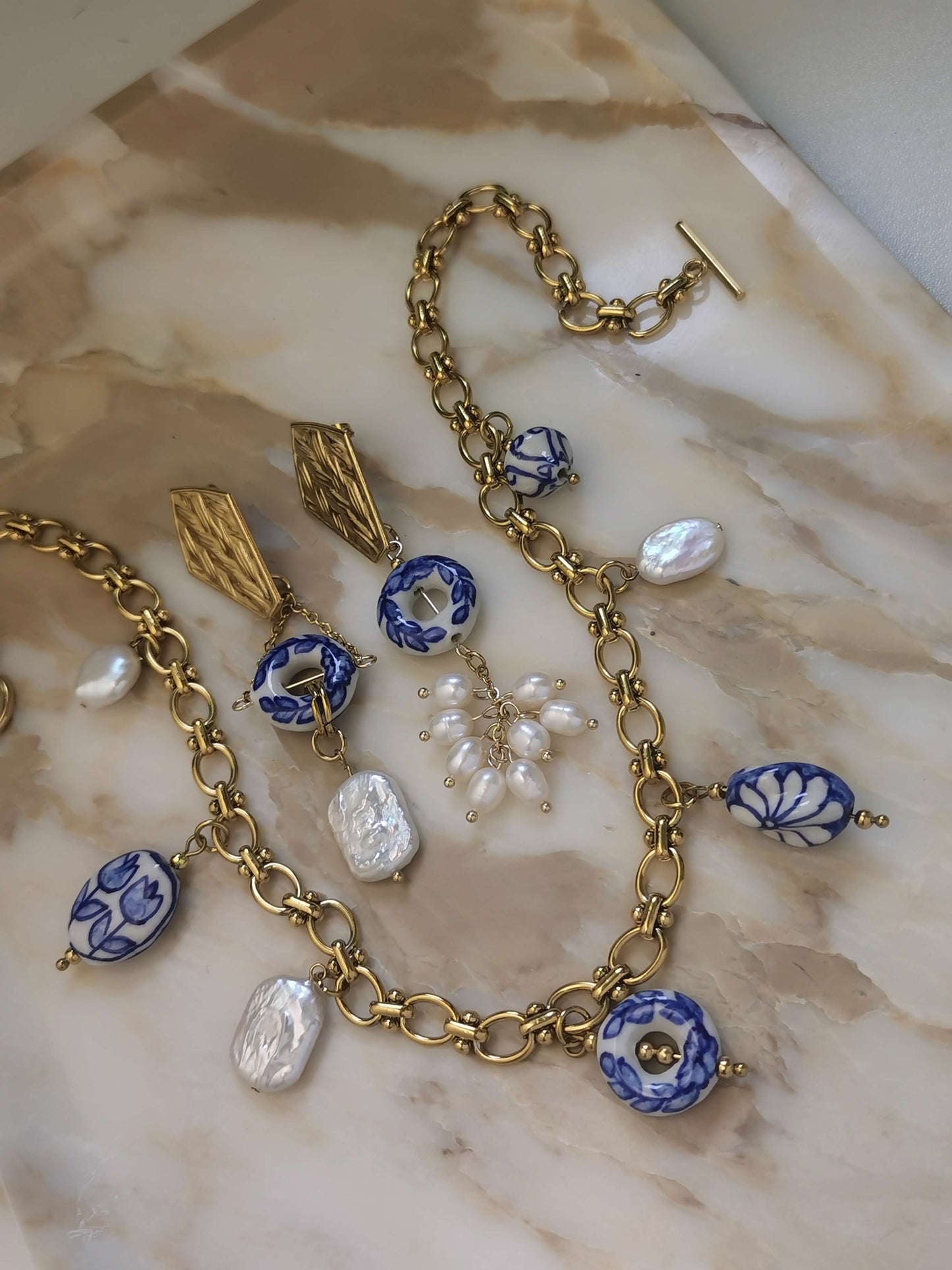 Charm Necklace 18k gold-plated Titanium Steel procelain Jewelry 2025 GMJN42