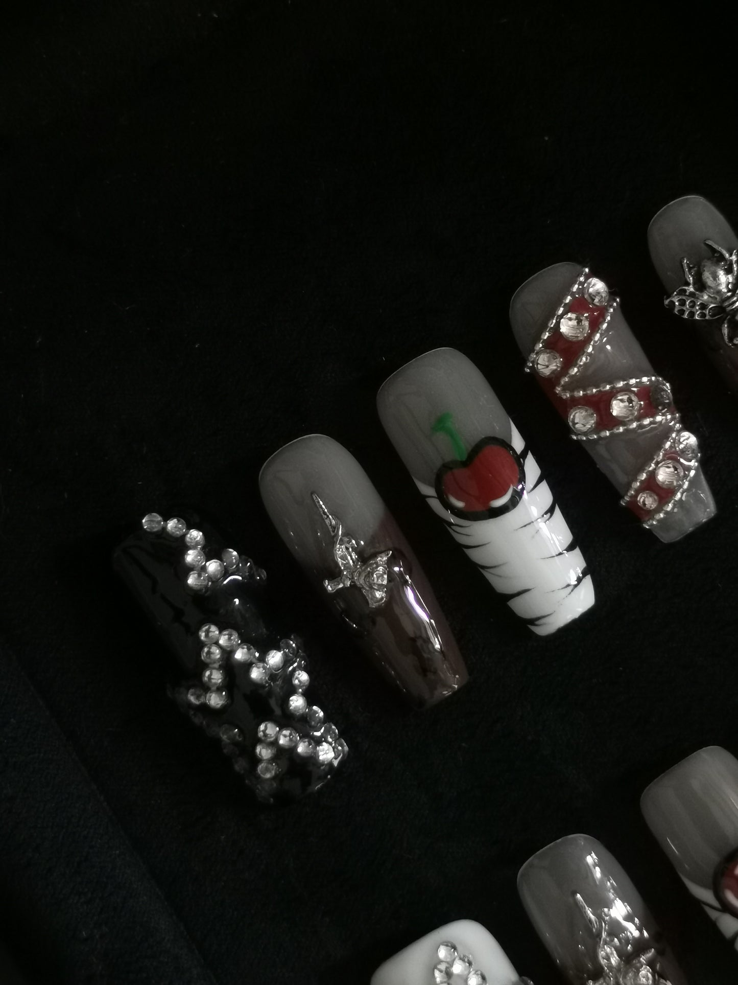 NO:1016 Acrylic 3D Belt Design Press on nails square coffin stiletto reusable durable trendy 2025