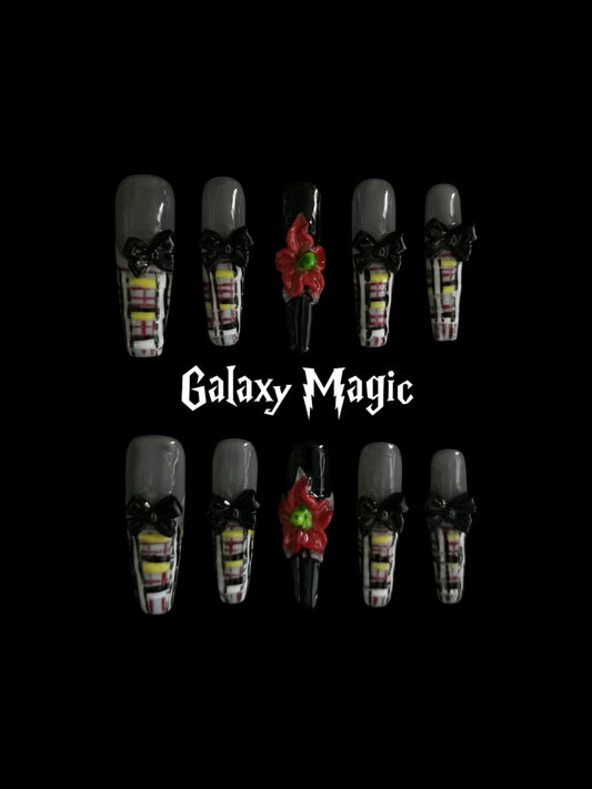 NO:1023 Acrylic 3D Flower bowknot Press on nails coffin square stiletto reusable durable trendy 2025