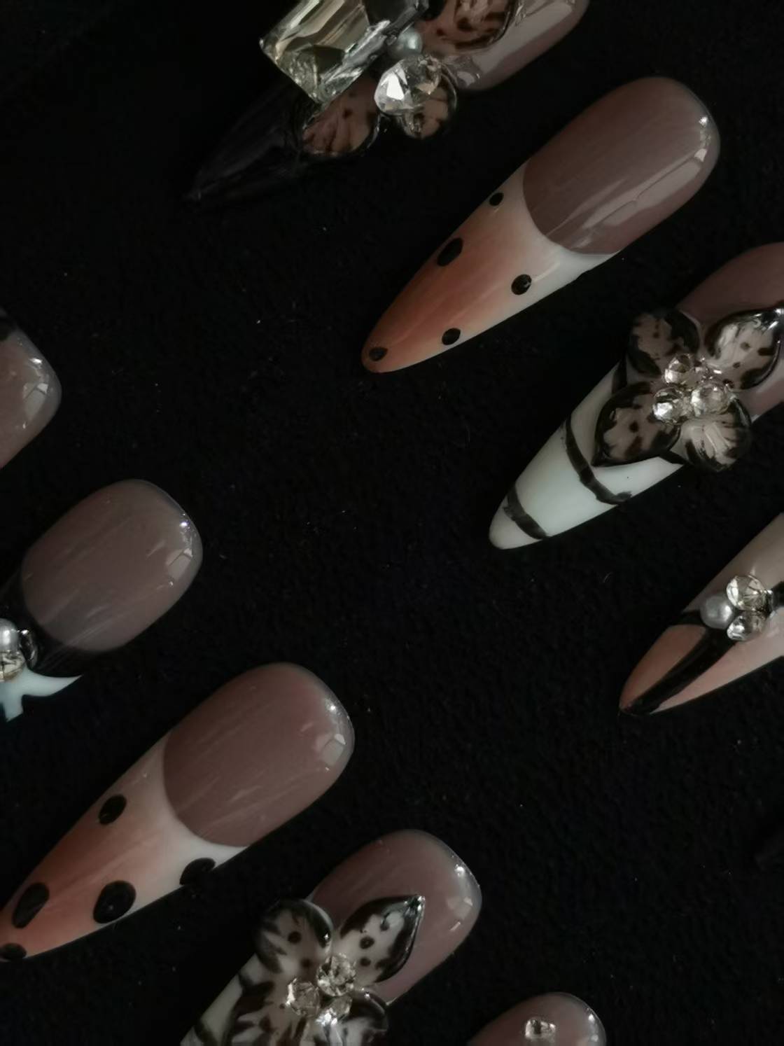 NO:1044 Acrylic 3D Flower Press on nails short square stilleto coffin reusable durable trendy 2025