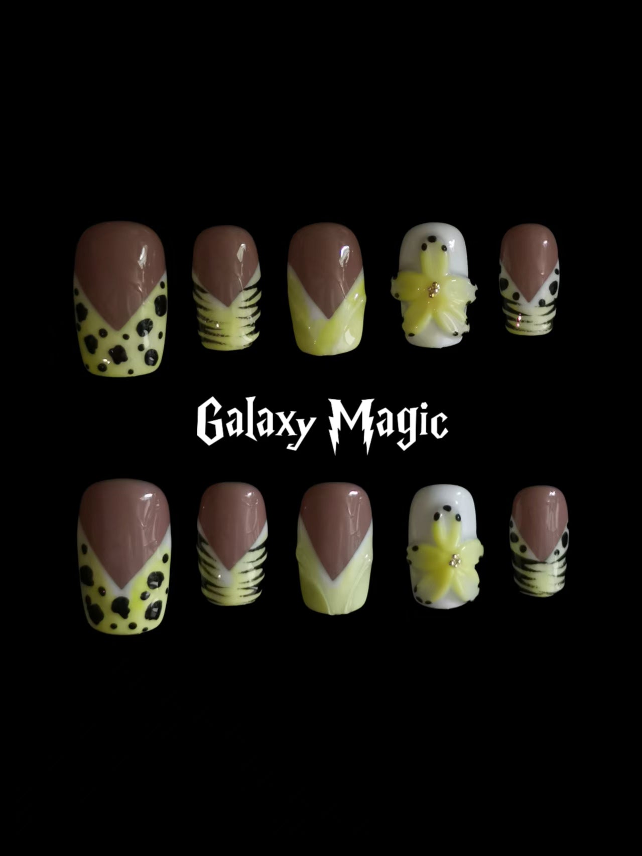 NO:1043 Acrylic 3D Flower Press on nails short square reusable durable trendy 2025