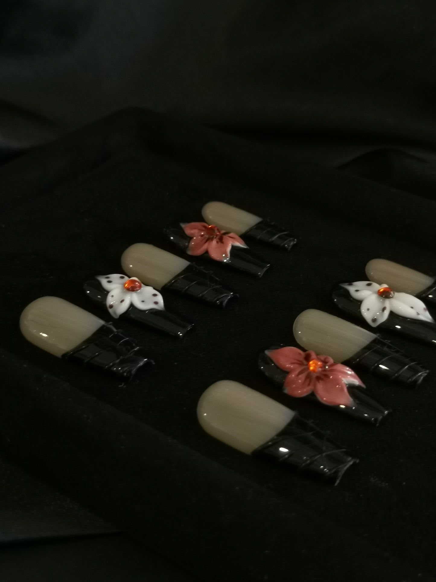NO:1006 Acrylic 3D Flower  Press on nails coffin square stiletto reusable durable trendy 2025
