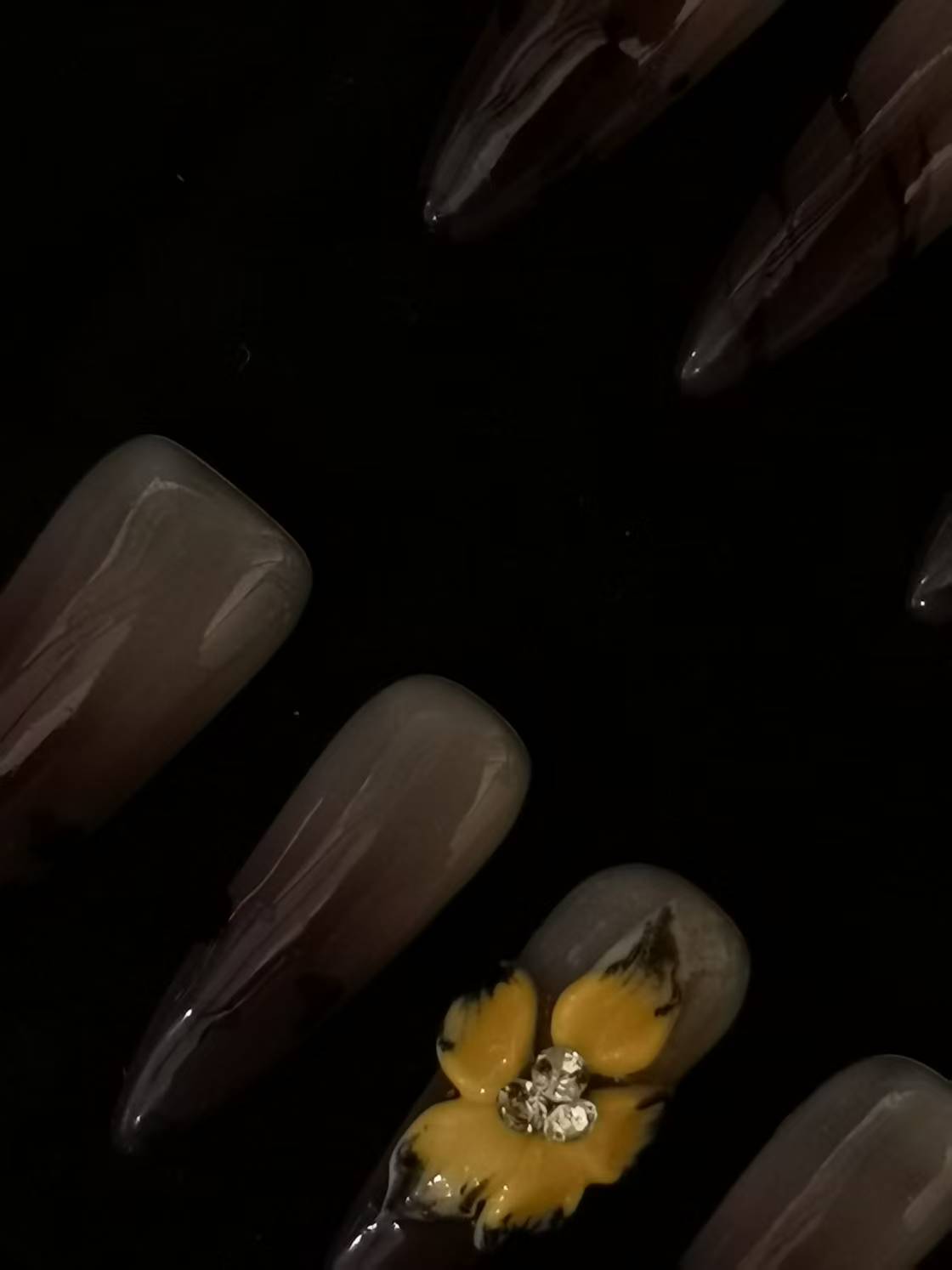 Handmade Acrylic 3D Flower design Press on nails coffin square stiletto reusable durable NO:1031