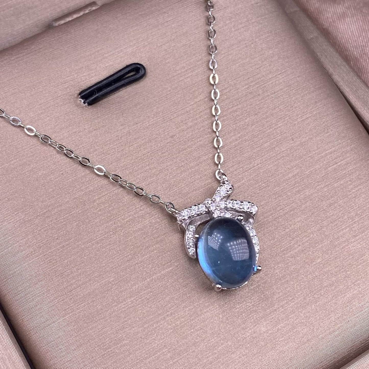 Larimar sea-patterned stone, aquamarine, grape stone, purple lithium spodumene S925 necklace, silver inlaid with full diamonds,s925 collarbone chain, silver-encrusted little rabbit children pendant, garnet quality, pure water flawless