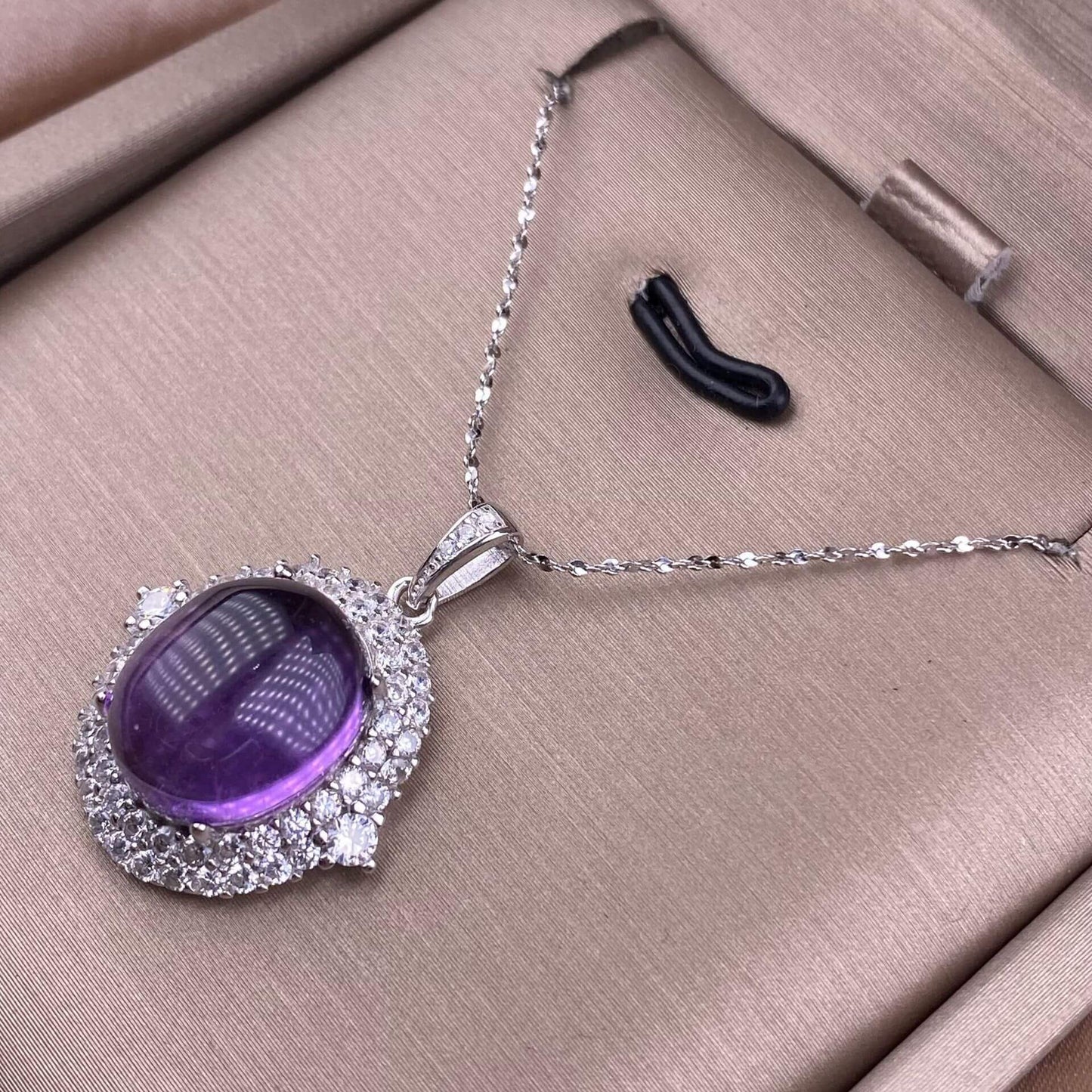 South Red, amethyst, purple dragon crystal, aquamarine pendant s925, silver inlaid with full diamonds, light luxury and exquisite women's collarbone chain pendant, simple and versatile for commuting