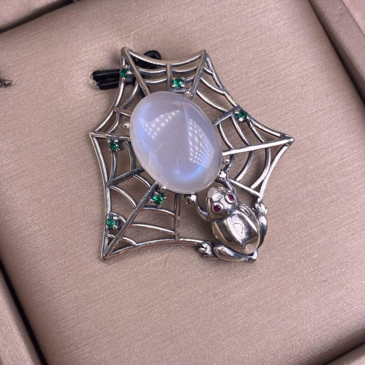 Grey moonstone, lapis lazuli, blue moonstone pendant S925 silver inlaid retro butterfly necklace pendant (Copy)