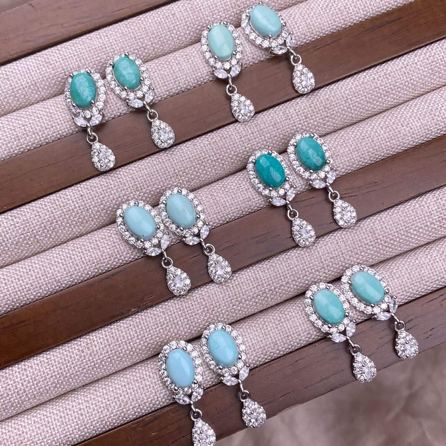 Black Opal Black Shell White Shell Turquoise Purple-toothed black, golden sunstone, garnet  earrings S925, silver inlaid with full diamonds, feather style,  fashionable OL earrings