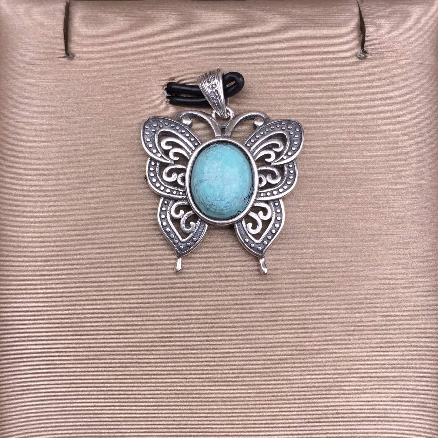 Lalima sea Pattern Stone Rose quartz, blue moonstone, aquamarine, old wax, flower amber, amethyst, turquoise, Hetian jade, grape stone pendant S925 silver inlaid retro butterfly necklace pendant