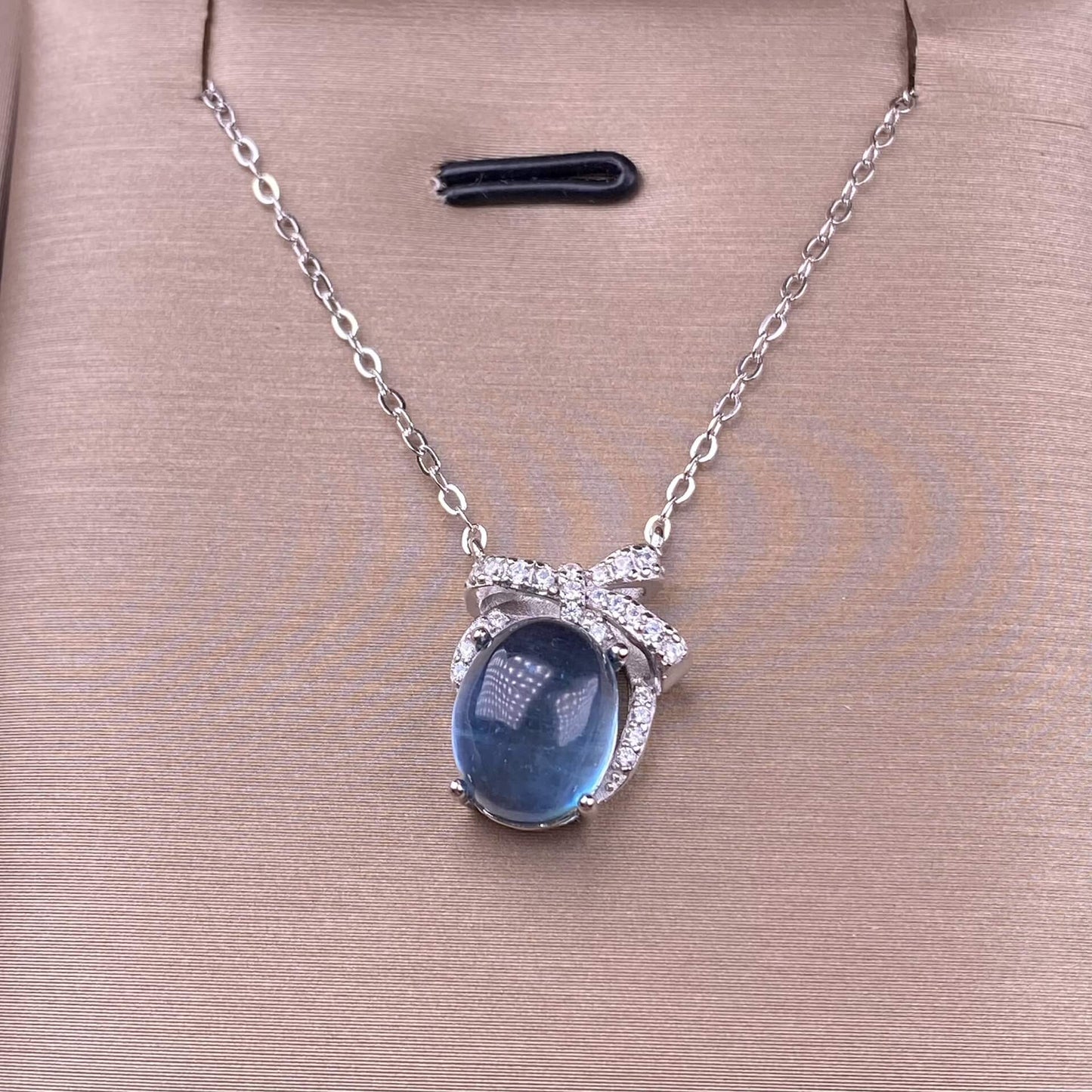 Larimar sea-patterned stone, aquamarine, grape stone, purple lithium spodumene S925 necklace, silver inlaid with full diamonds,s925 collarbone chain, silver-encrusted little rabbit children pendant, garnet quality, pure water flawless