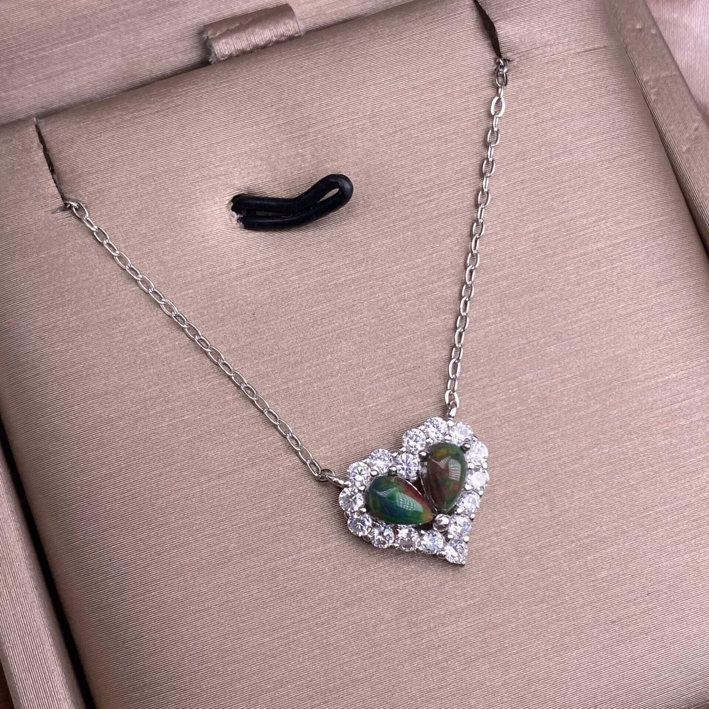 Black Opal Opal, Pink topaz, tourmaline S925 necklace, silver inlaid with full diamonds, exquisite light luxury evening wear chain fashionable office lady