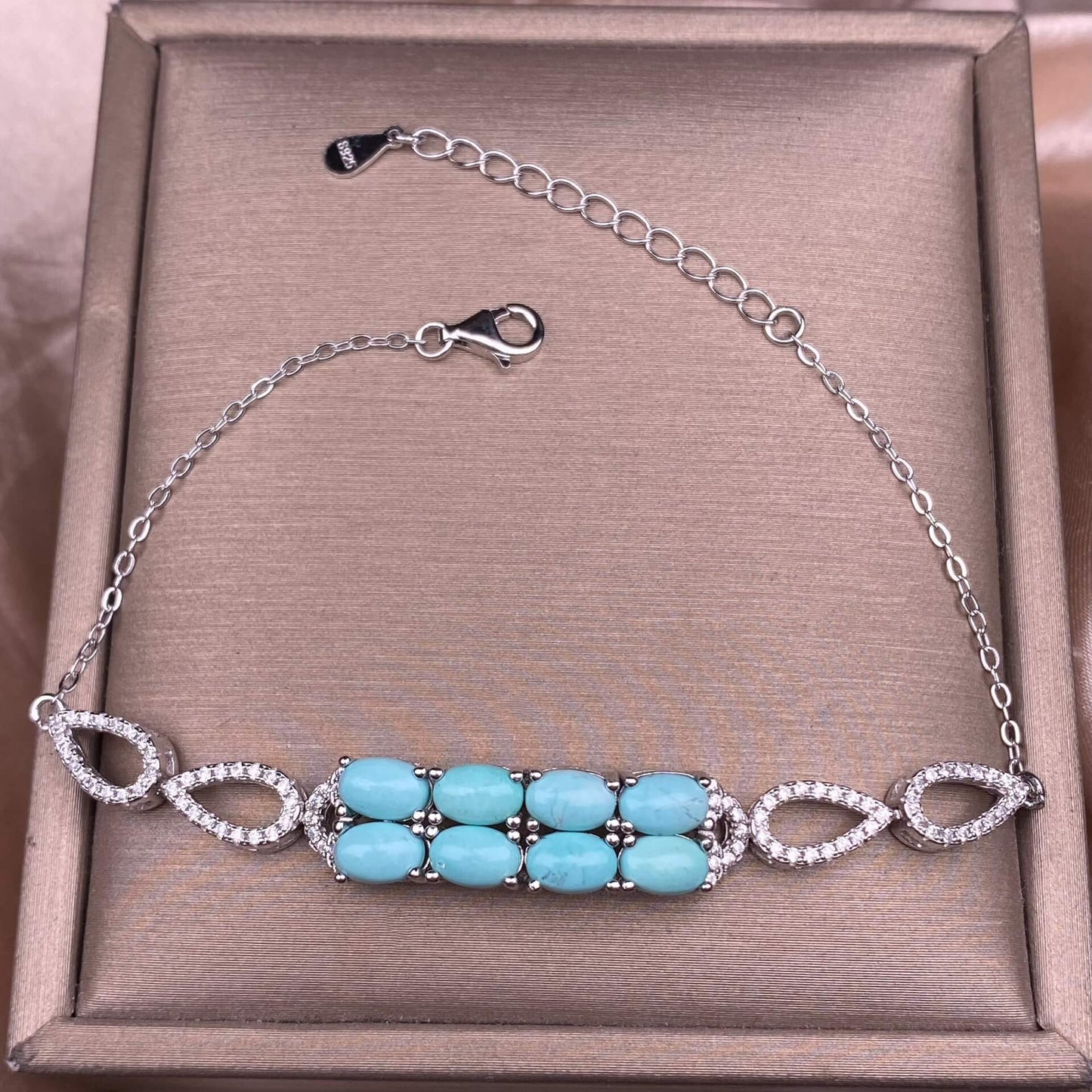 Opal Turquoise Bracelet S925 silver inlaid  silver jewelry chain Trendy Jewelry 2025