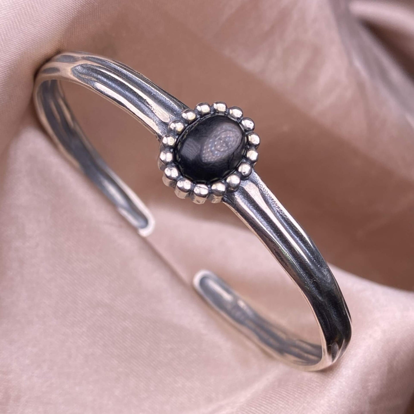 Nan Hong, Golden luck stone, turquoise, Purple Dragon Crystal bangle bracelet S925, silver inlaid, retro open bracelet