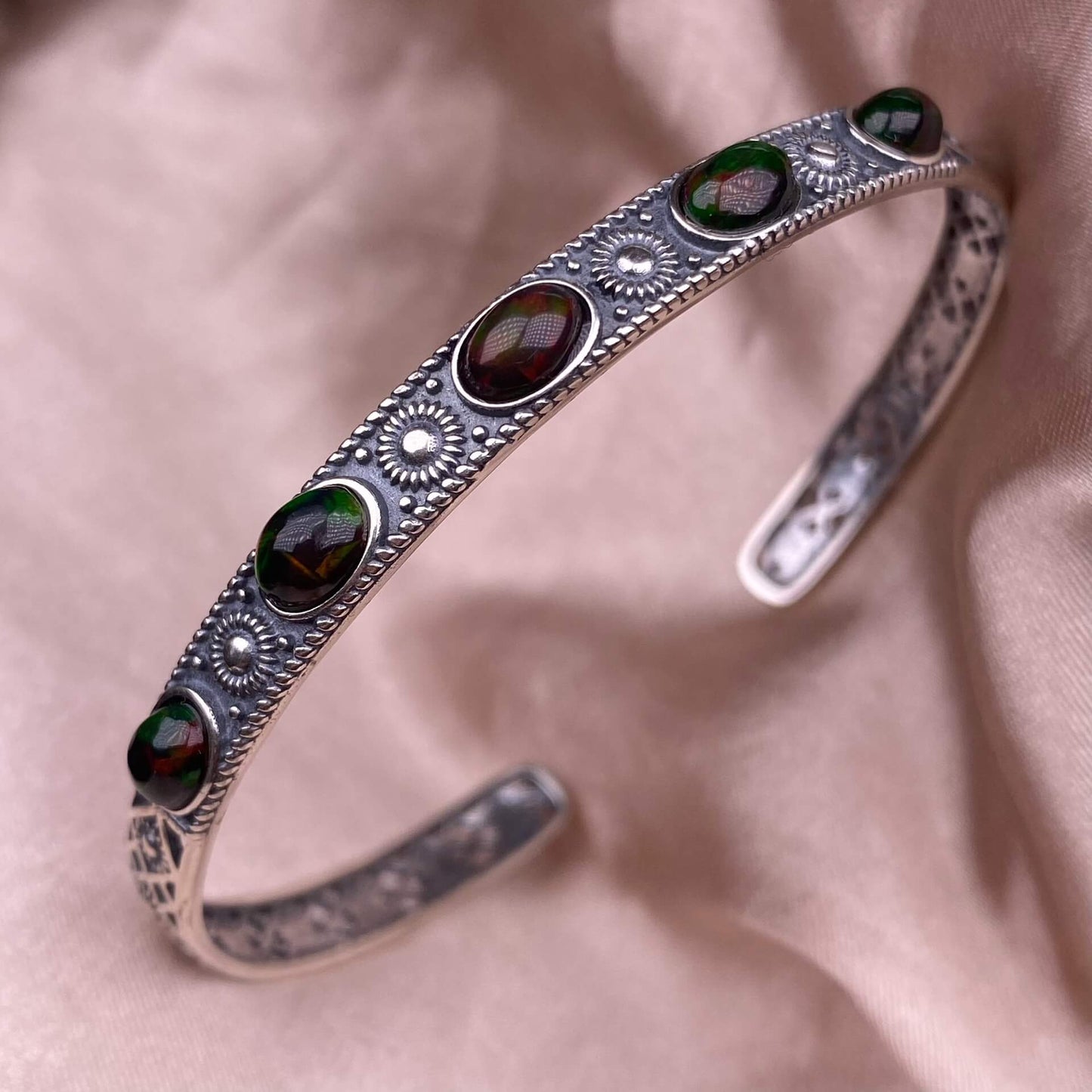 Black Opal,Turquoise, golden stone Blue Moonlight, lime feldspar, citrine, amethyst, aquamarine bangle bracelet S925, silver inlaid, retro open bracelet