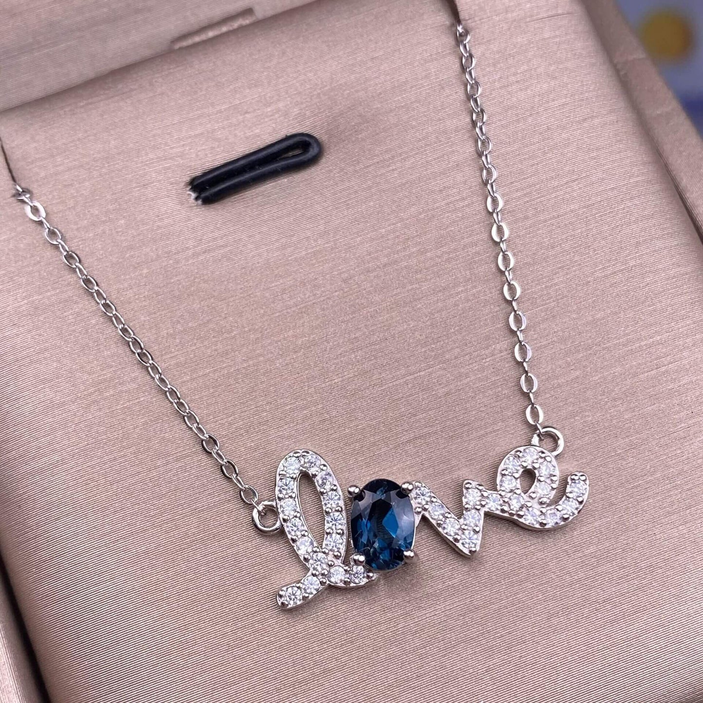 Blue topa, golden stone, turquoise S925 necklace, silver inlaid with full diamonds, exquisite light luxury evening wear chain fashionable office lady