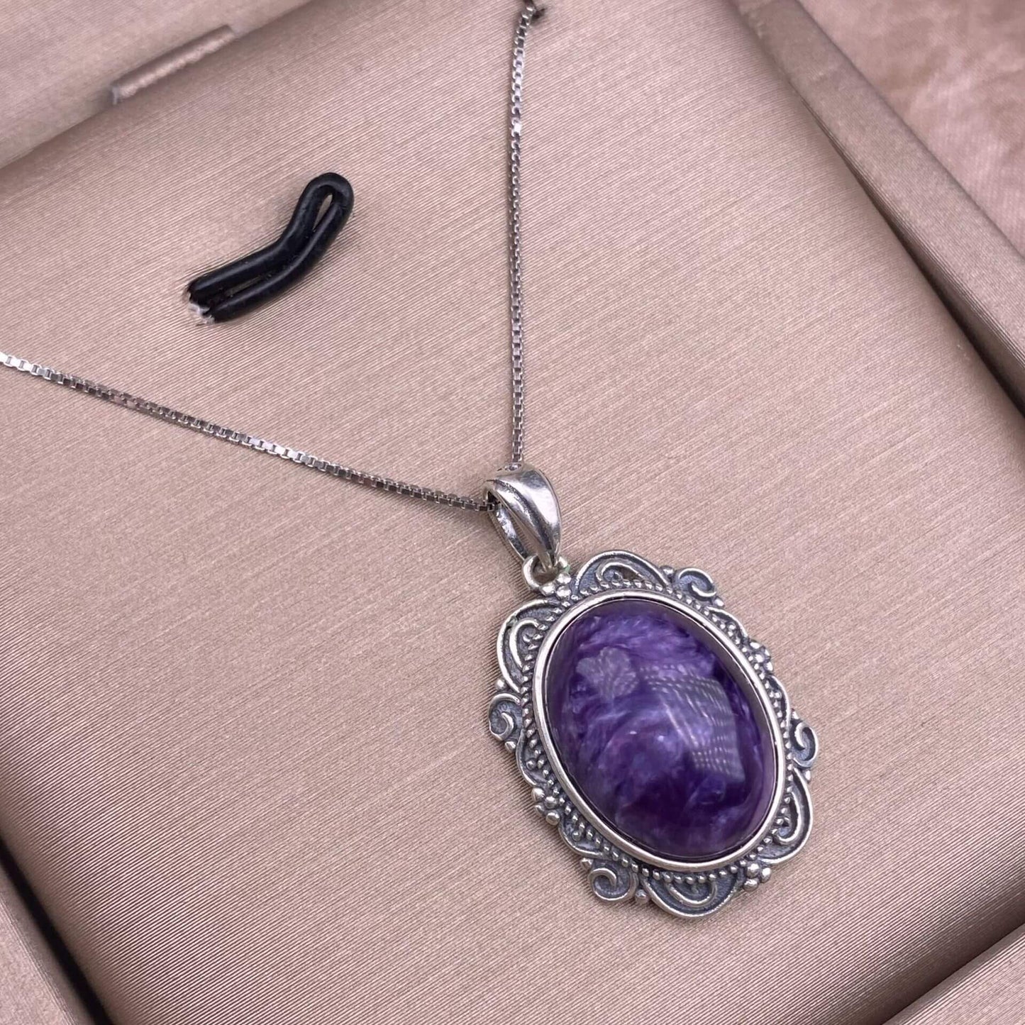 Amethyst, golden stone, purple dragon crystal, Nanhong, Hetian jade S925 silver inlaid retro silver cross pendant, aged, personalized and fashionable OL necklace, dazzling and uncluttered trendy Jewelry 2005