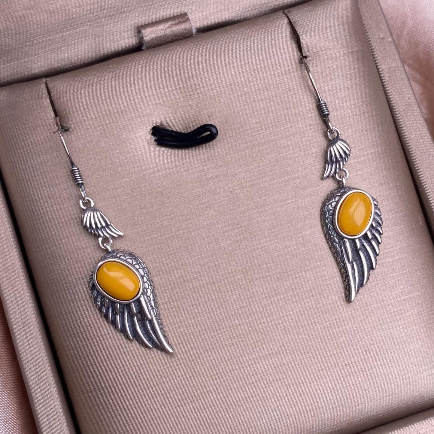 Garnet, black opal, black shell, white shell, tea crystal, purple dragon crystal wings earrings S925 (Copy)