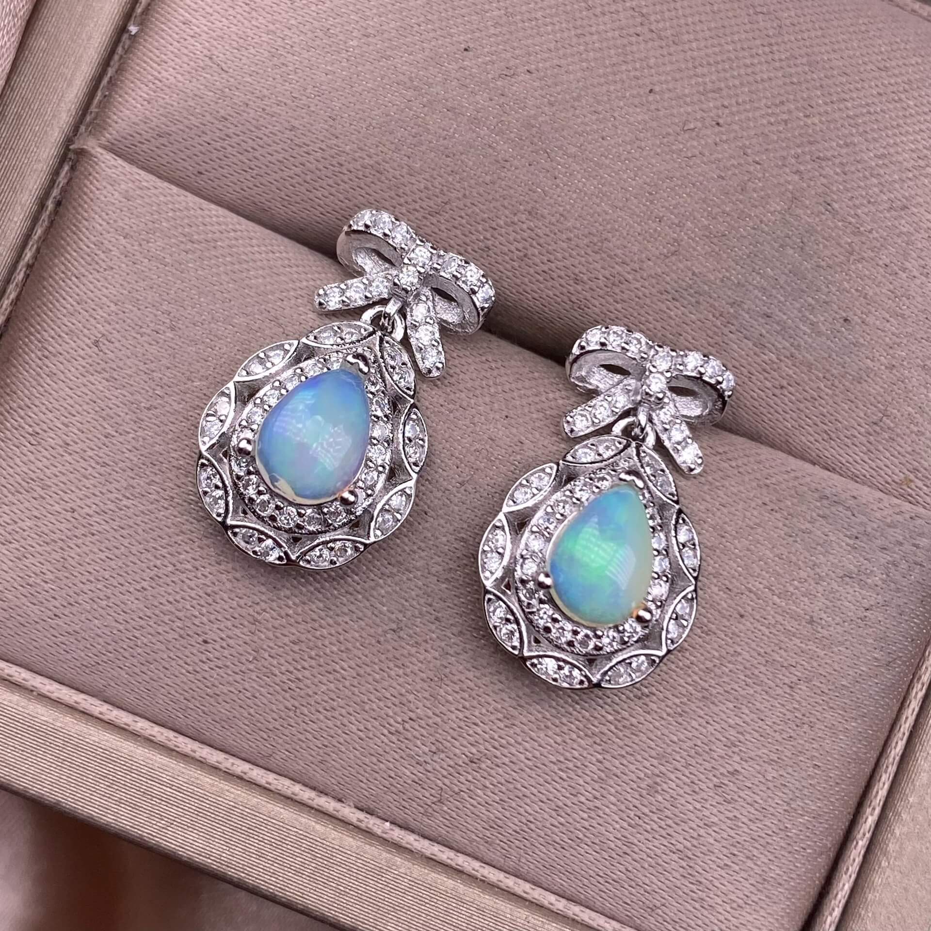 Opal earrings with silver setting 