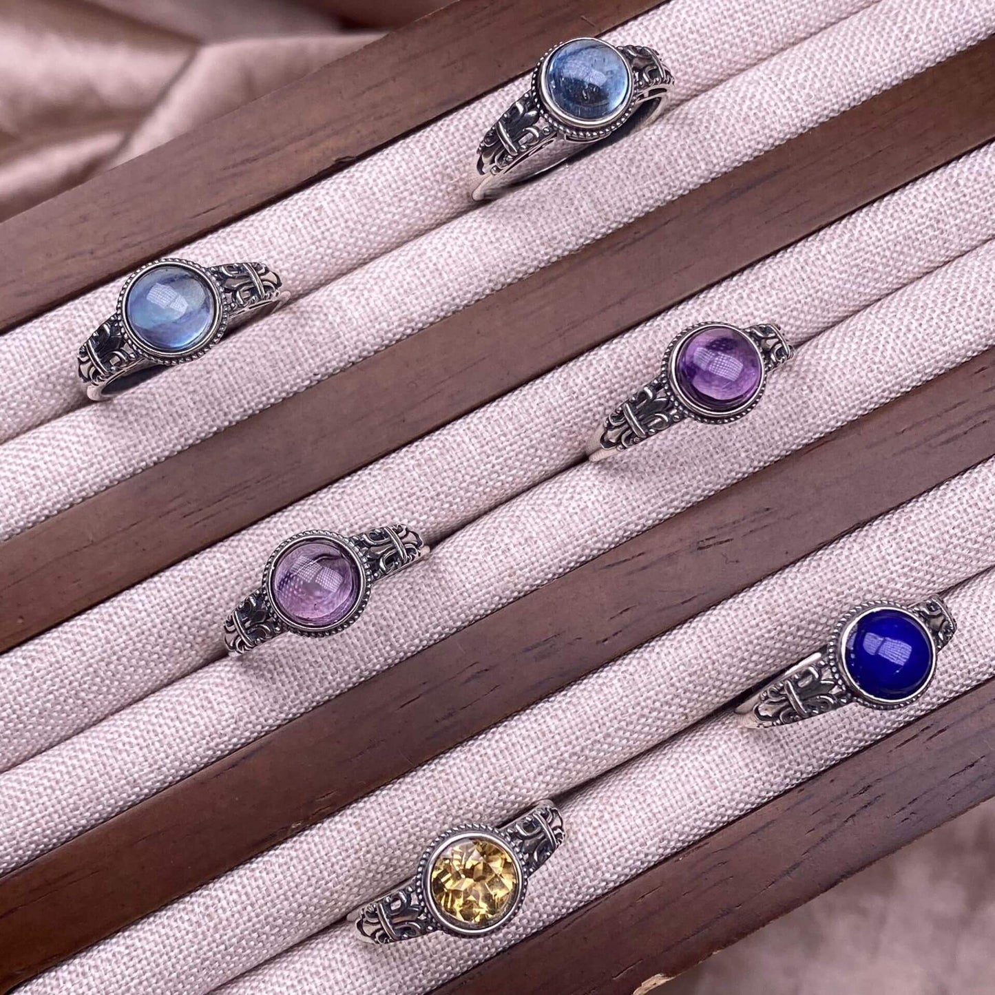 s925 Silver , Natural Stone.Aquamarine, citrine, lapis lazuli s925, silver inlaid  Jewelry 2025