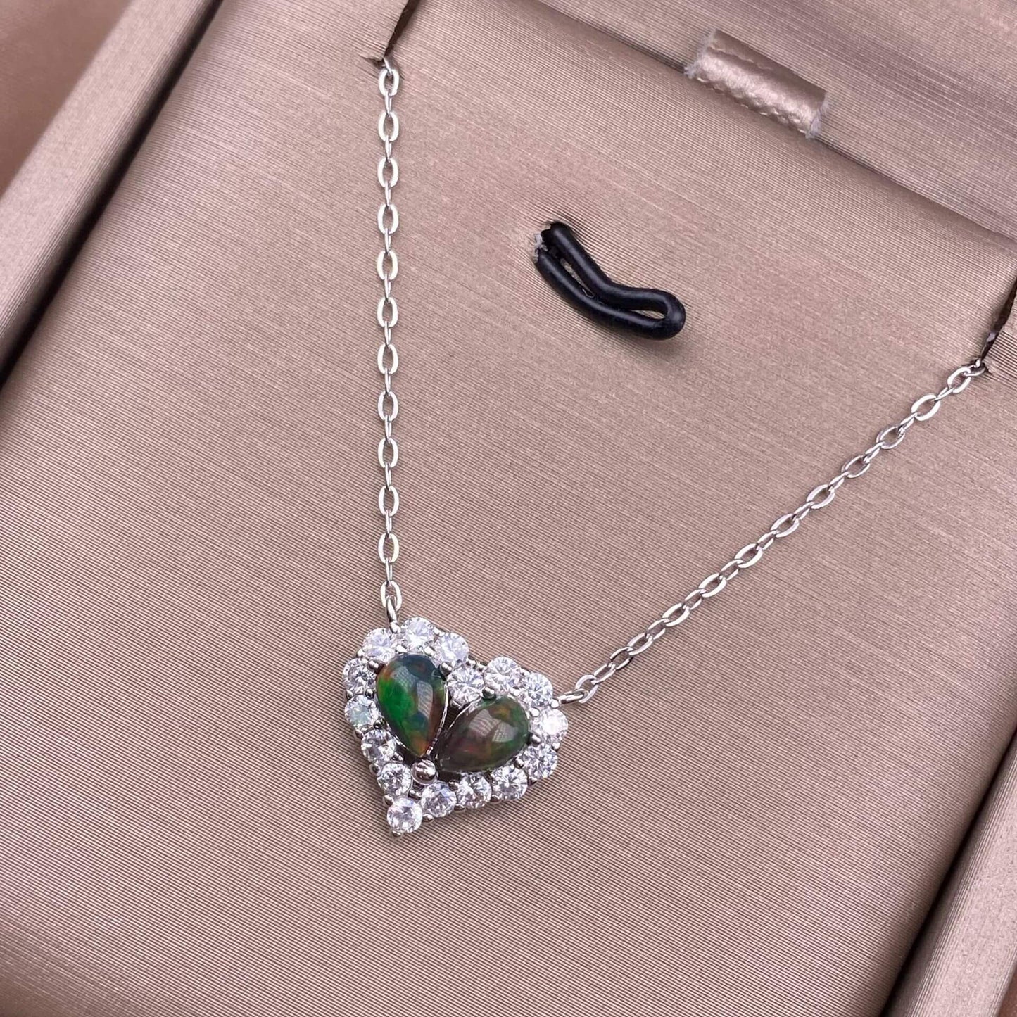 Black Opal Opal, Pink topaz, tourmaline S925 necklace, silver inlaid with full diamonds, exquisite light luxury evening wear chain fashionable office lady