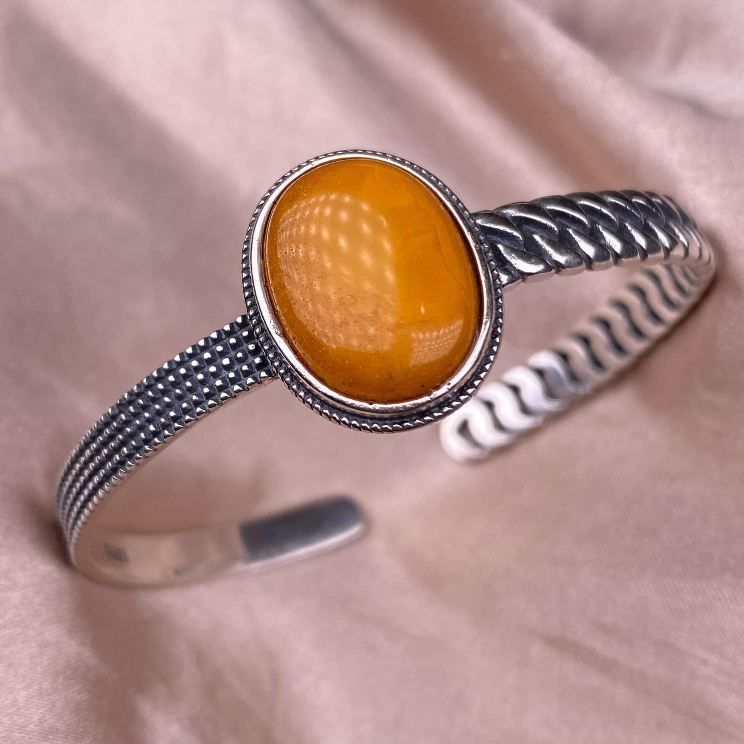 Ghost, Blue Moonlight, Old Wax, Aquamarine bangle bracelet S925, silver inlaid, retro open bracelet