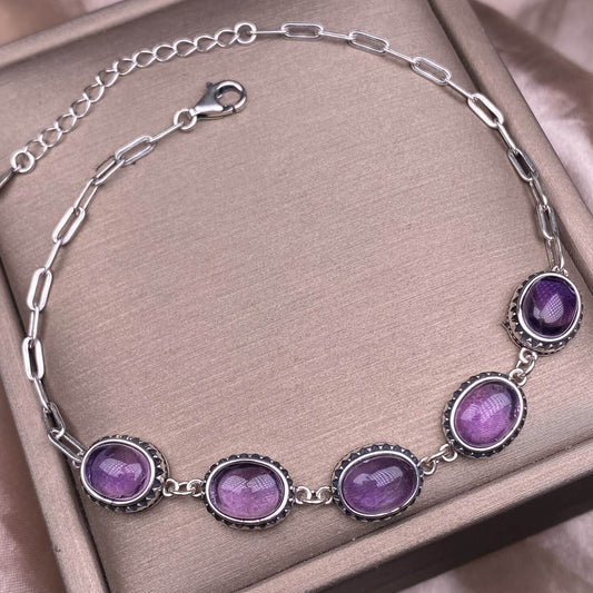 Opal ,Turquoise,black opal, aquamarine,amethyst, purple dragon crystal, garnet,Red jasper golden stone Golden SunThe s925 silver bracelet, set with retro silver multi-grain colored gemstone crystal, is a fashionable and versatile ladies' jewelry