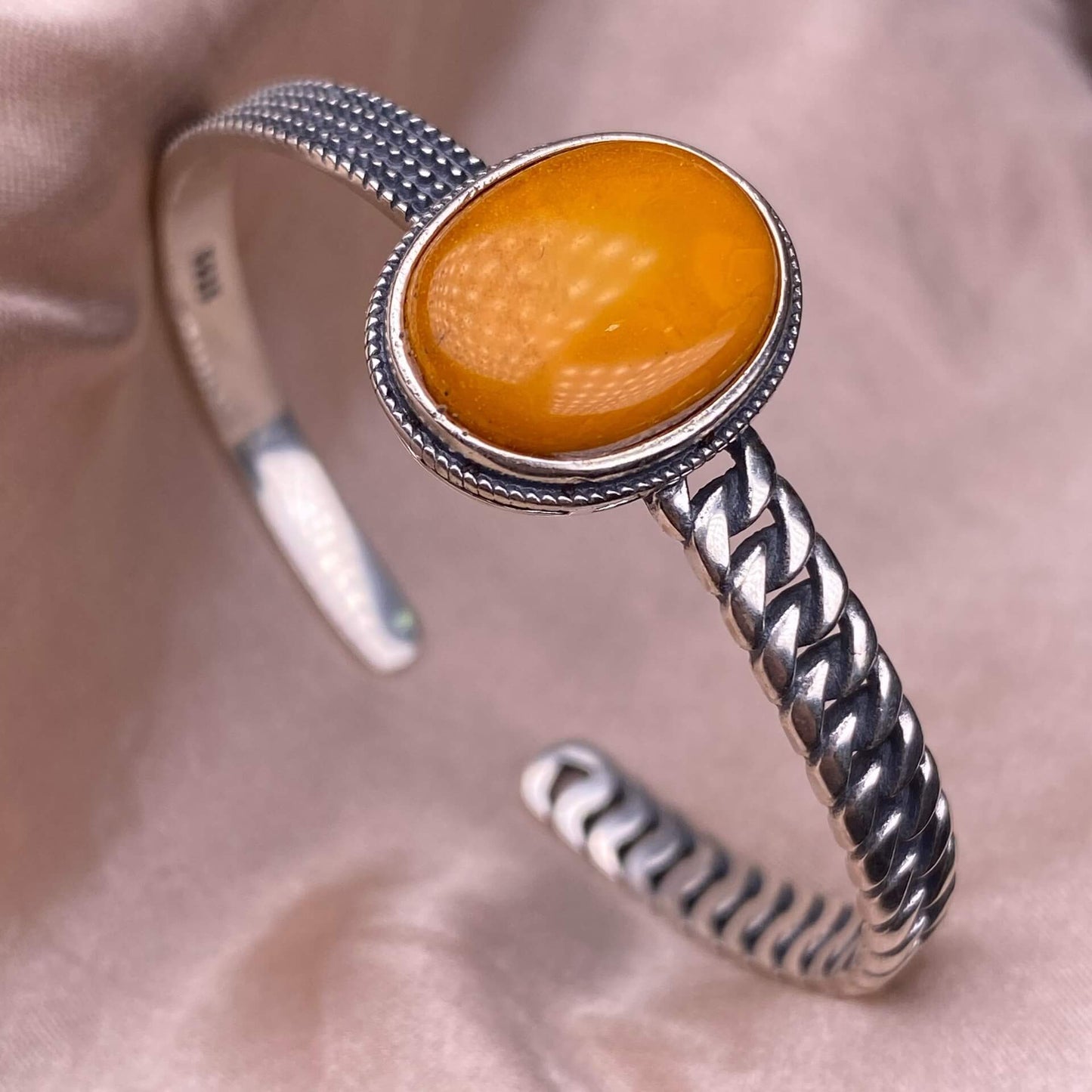 Ghost, Blue Moonlight, Old Wax, Aquamarine bangle bracelet S925, silver inlaid, retro open bracelet