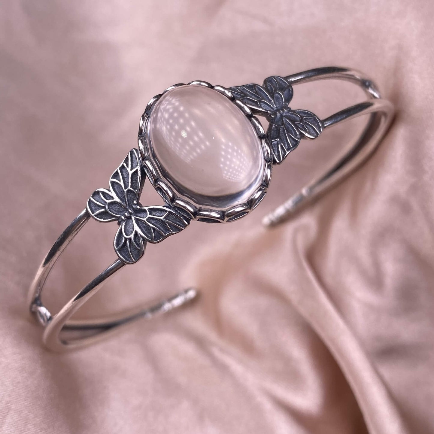 Old wax, green dragon crystal, south red, rose crystal, blue crystal, Peter stone bangle bracelet S925, silver inlaid, retro open bracelet