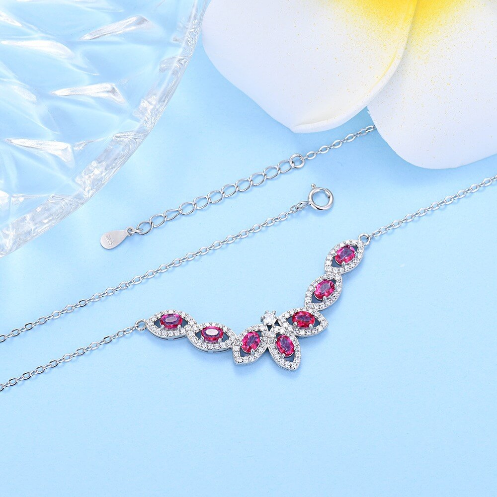 Tanzanite, pink topa, garnet, diopside S925 necklace, silver inlaid with full diamonds,s925 collarbone chain, silver-encrusted little rabbit children pendant, garnet quality, pure water flawless