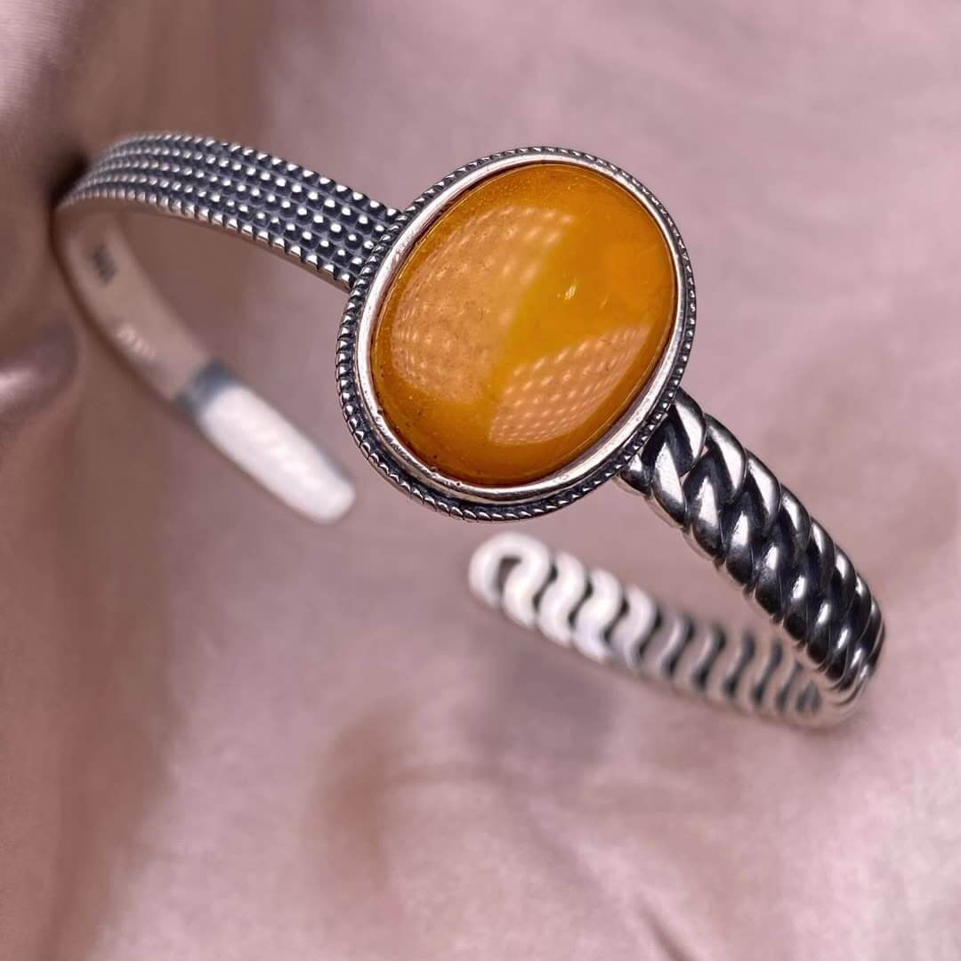 Ghost, Blue Moonlight, Old Wax, Aquamarine bangle bracelet S925, silver inlaid, retro open bracelet