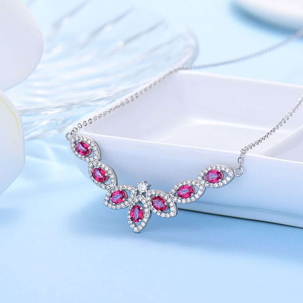 Tanzanite, pink topa, garnet, diopside S925 necklace, silver inlaid with full diamonds,s925 collarbone chain, silver-encrusted little rabbit children pendant, garnet quality, pure water flawless