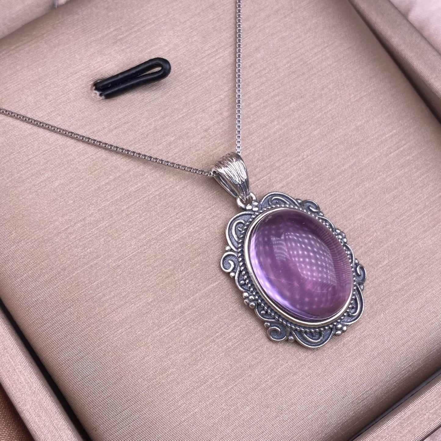 Amethyst, golden stone, purple dragon crystal, Nanhong, Hetian jade S925 silver inlaid retro silver cross pendant, aged, personalized and fashionable OL necklace, dazzling and uncluttered trendy Jewelry 2005