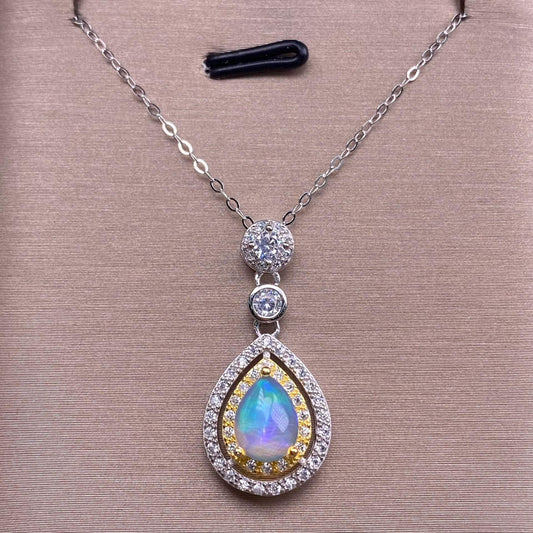 Peridot, topaz, opal, amethyst, pink topaz S925 silver inlaid retro silver cross pendant, aged, personalized and fashionable OL necklace, dazzling and uncluttered trendy Jewelry 2005