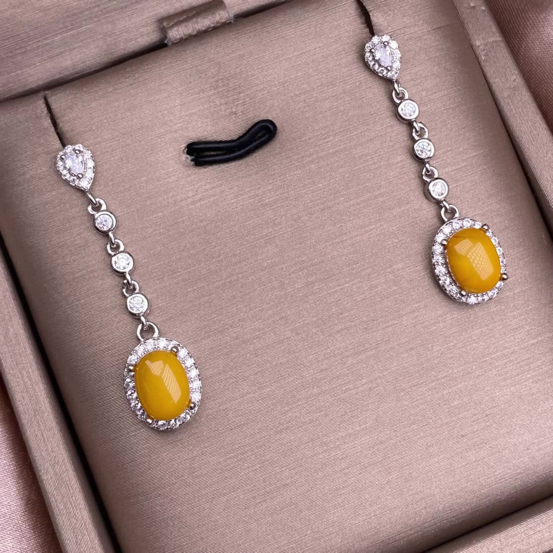 Old wax, garnet, blue topaz, citrine, amethyst, diopside, Swiss blue topaz, peridot, black opal, opal earrings S925