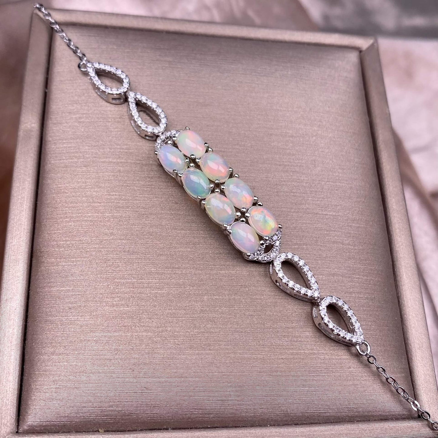 Opal Turquoise Bracelet S925 silver inlaid  silver jewelry chain Trendy Jewelry 2025