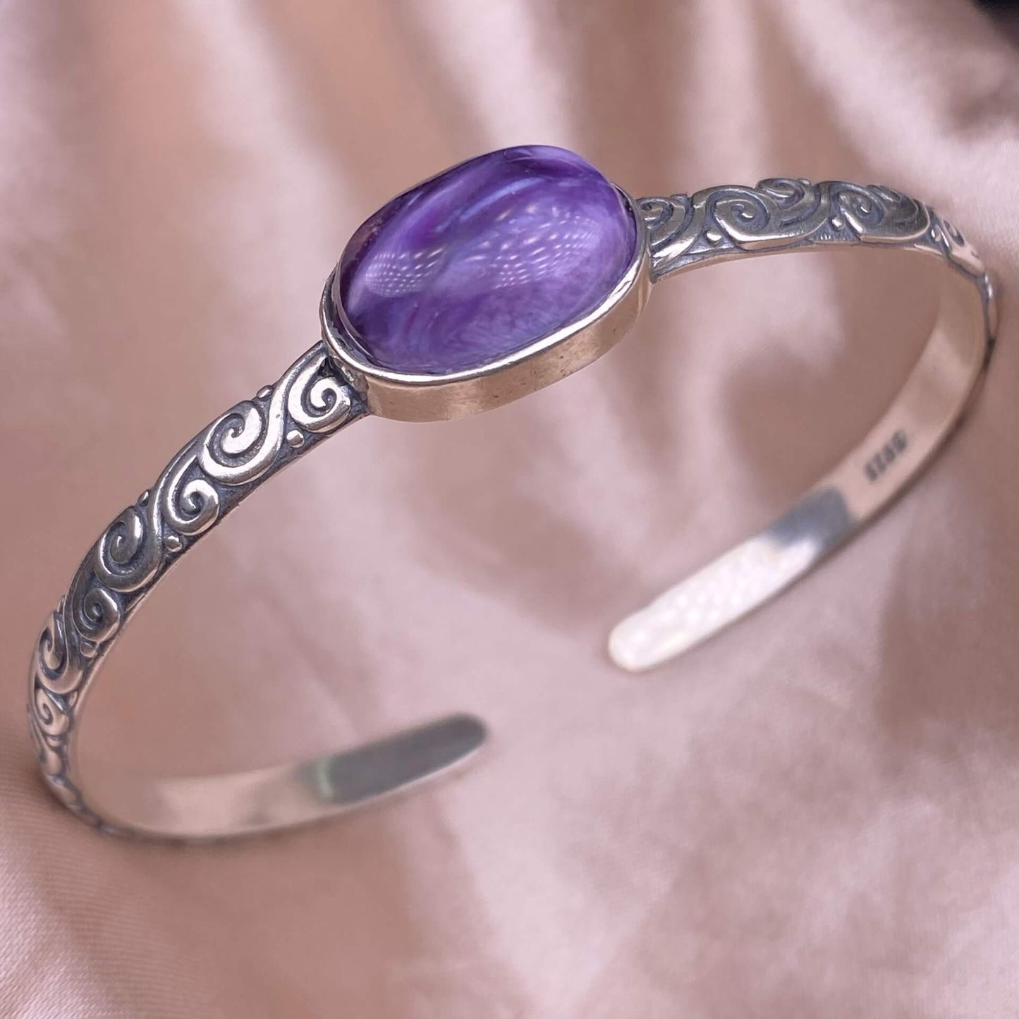 Old wax, green dragon crystal, south red, rose crystal, blue crystal, Peter stone bangle bracelet S925, silver inlaid, retro open bracelet